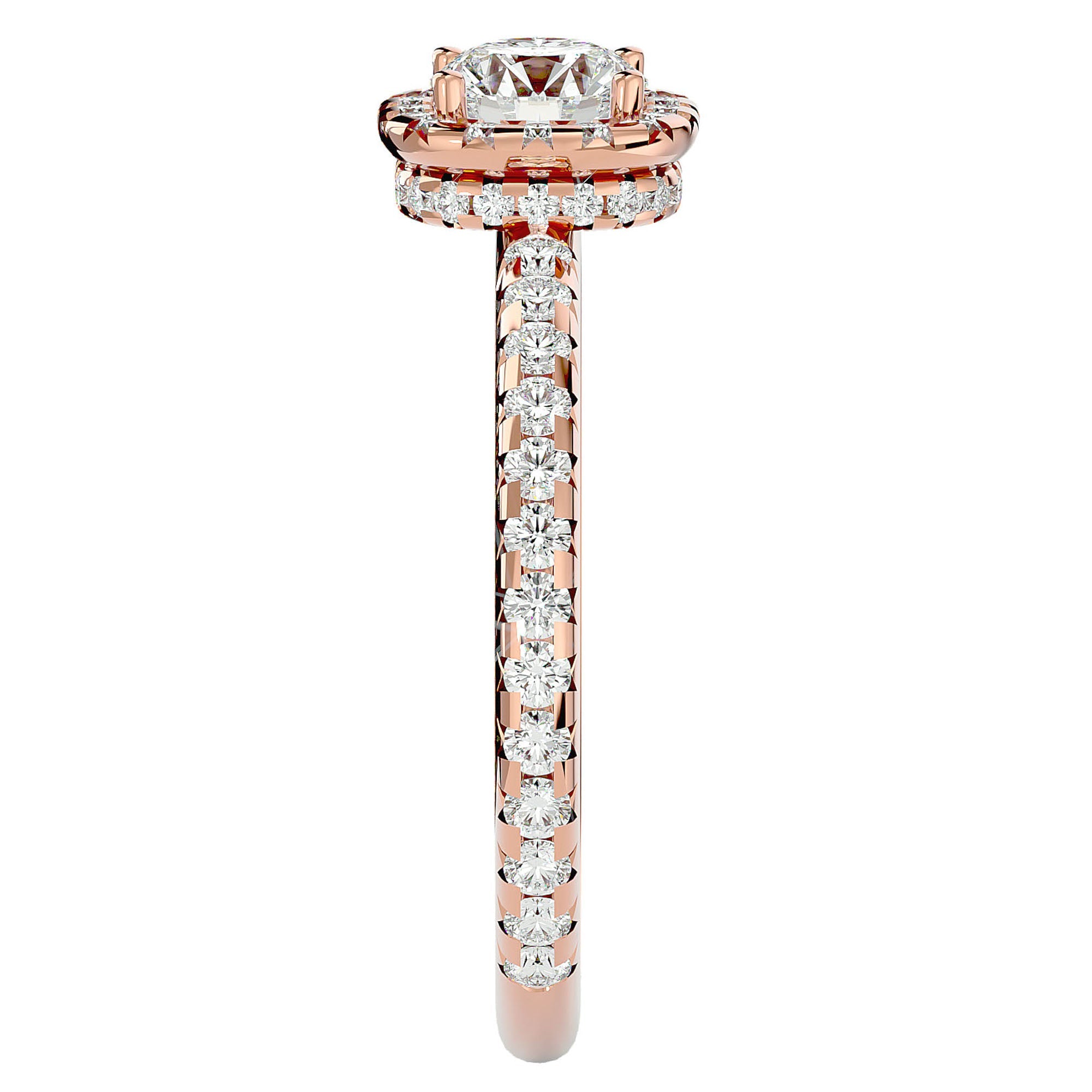 Inel de Logodnă Legacy din Aur 14k cu Diamante Create în Laborator Halo Pavé de 1.17 ct din 14k Aur Roz - Castelo.ro