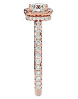 Inel de Logodnă Legacy din Aur 14k cu Diamante Naturale Halo Pavé de 1.17 ct din 14k Aur Roz - Castelo.ro