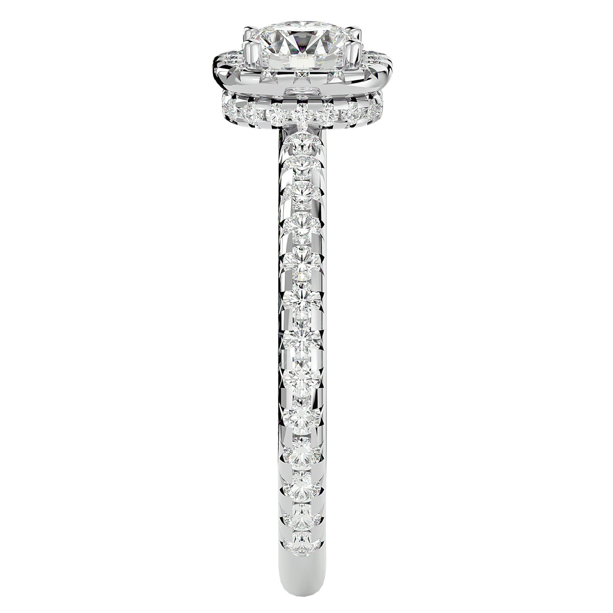 Inel de Logodnă Legacy cu Moissanite Halo Pavé de 1.17 ct din Platina - Castelo.ro