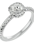 Inel de Logodnă Legacy din Aur 14k cu Diamante Create în Laborator Halo Pavé de 1.17 ct din 14k Aur Alb - Castelo.ro