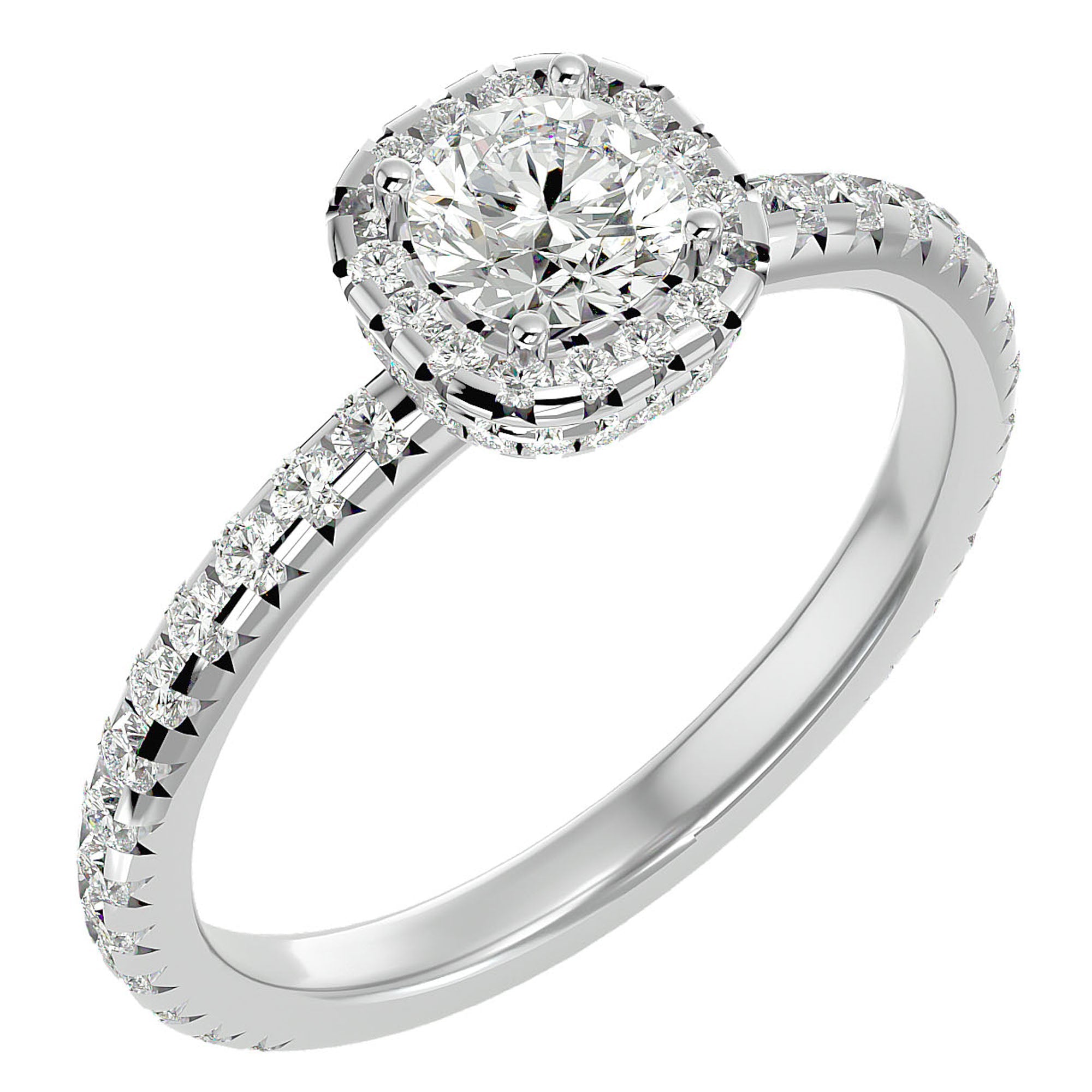 Inel de Logodnă Legacy cu Diamante Create în Laborator Halo Pavé de 1.17 ct din Platina - Castelo.ro