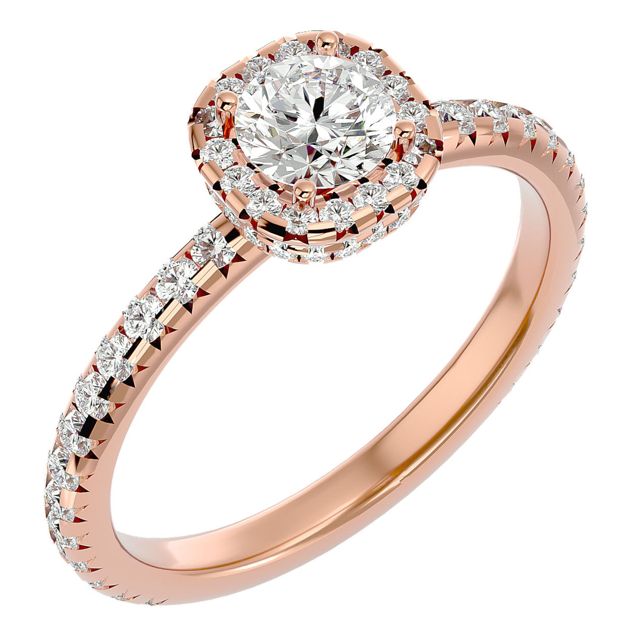 Inel de Logodnă Legacy din Aur 14k cu Diamante Create în Laborator Halo Pavé de 1.17 ct din 14k Aur Roz - Castelo.ro