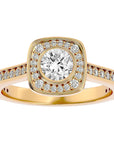 Inel Retro din Aur 14k cu Diamante Create în Laborator Halo Pavé de 0.95 ct din 14k Aur Galben - Castelo.ro