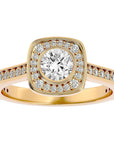 Inel Retro cu Moissanite Halo Pavé de 0.95 ct din 18k Aur Galben - Castelo.ro