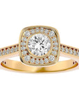 Inel Retro cu Diamante Create în Laborator Halo Pavé de 0.95 ct din 18k Aur Galben - Castelo.ro