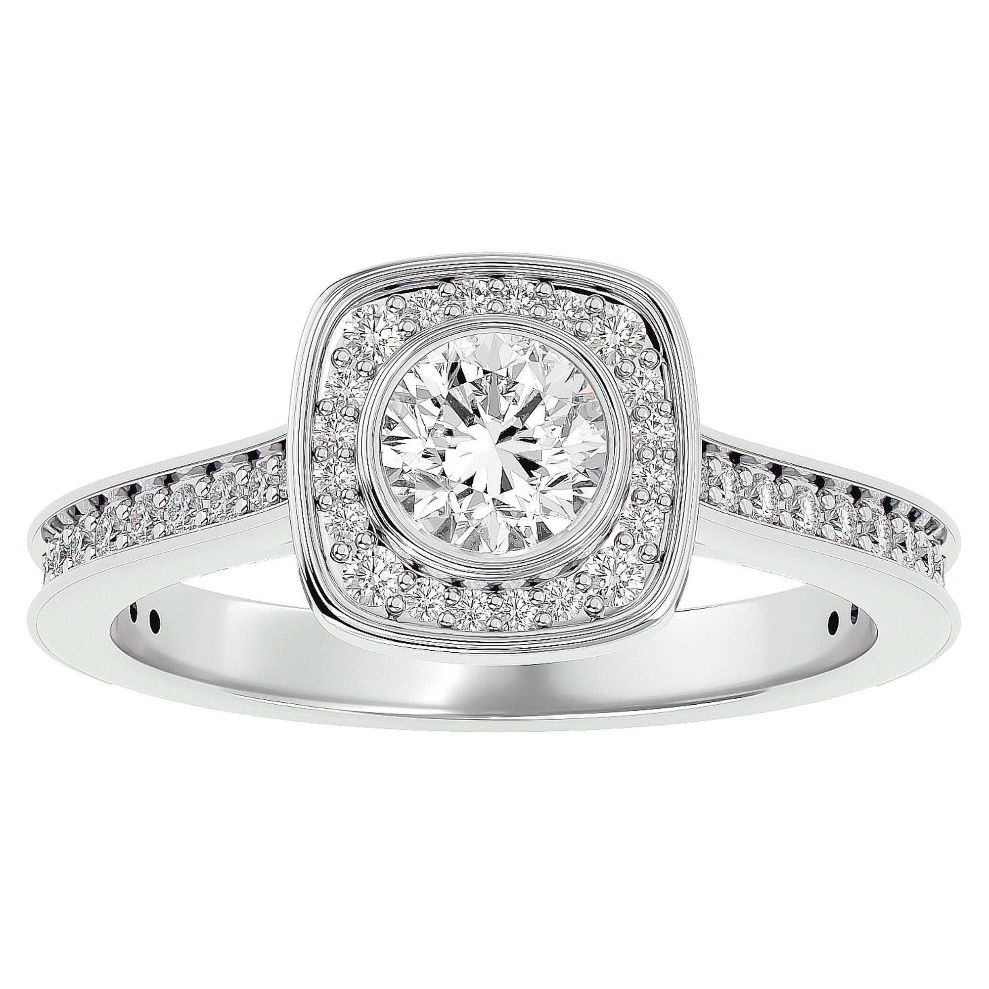 Inel Retro din Aur 14k cu Moissanite Halo Pavé de 0.95 ct din 14k Aur Alb - Castelo.ro