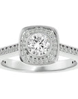 Inel Retro din Aur 14k cu Moissanite Halo Pavé de 0.95 ct din 14k Aur Alb - Castelo.ro