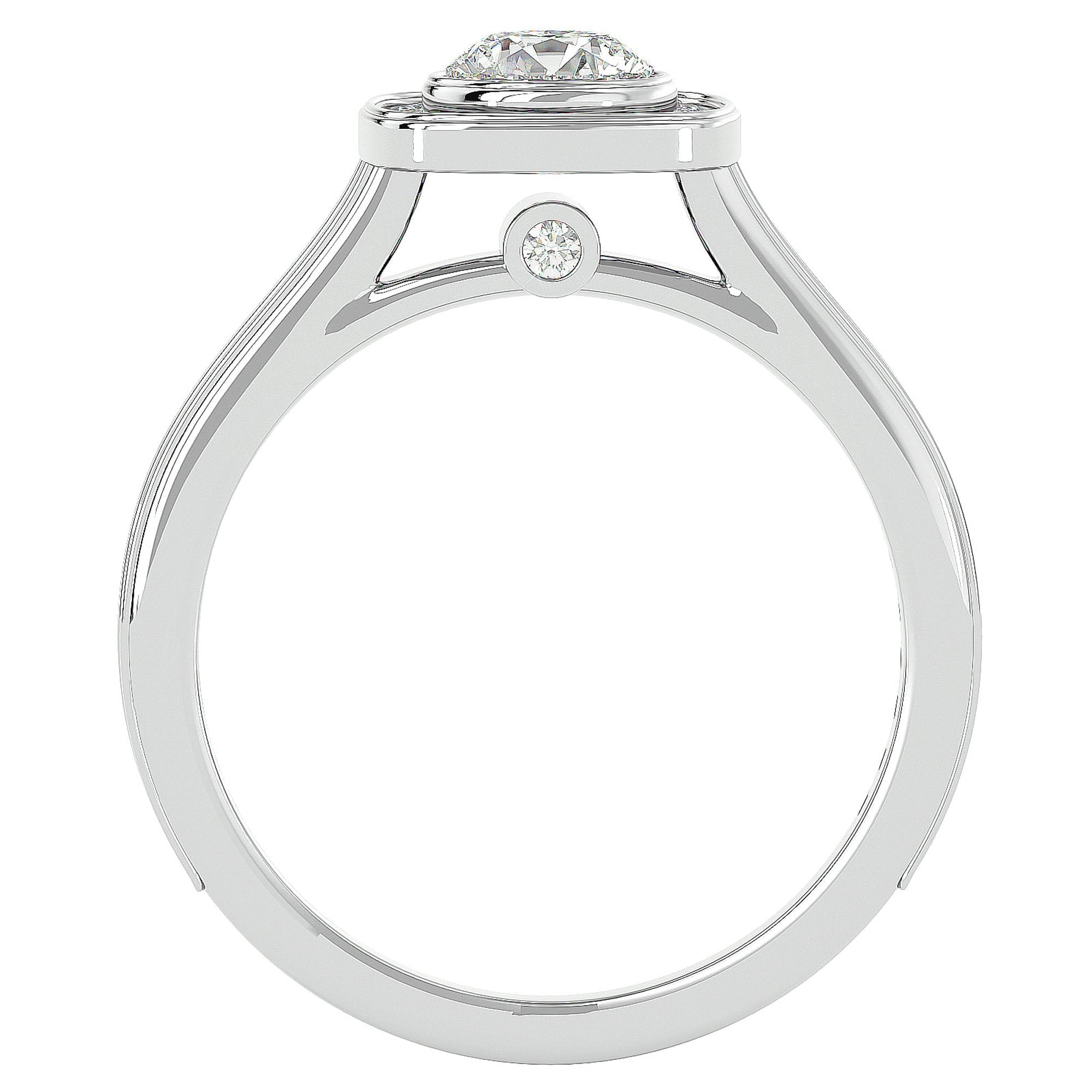Inel Retro din Aur 14k cu Moissanite Halo Pavé de 0.95 ct din 14k Aur Alb - Castelo.ro