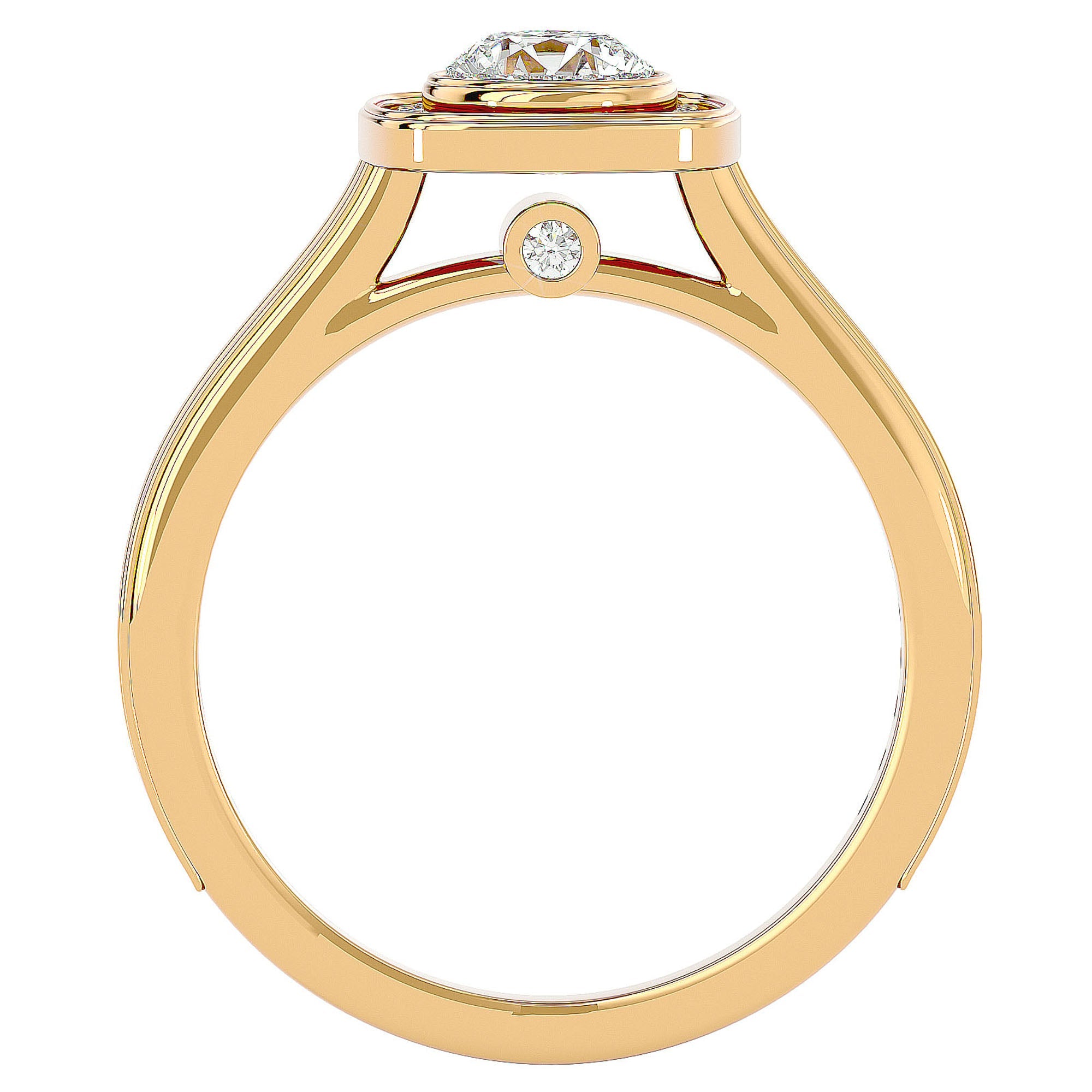 Inel Retro cu Diamante Create în Laborator Halo Pavé de 0.95 ct din 18k Aur Galben - Castelo.ro
