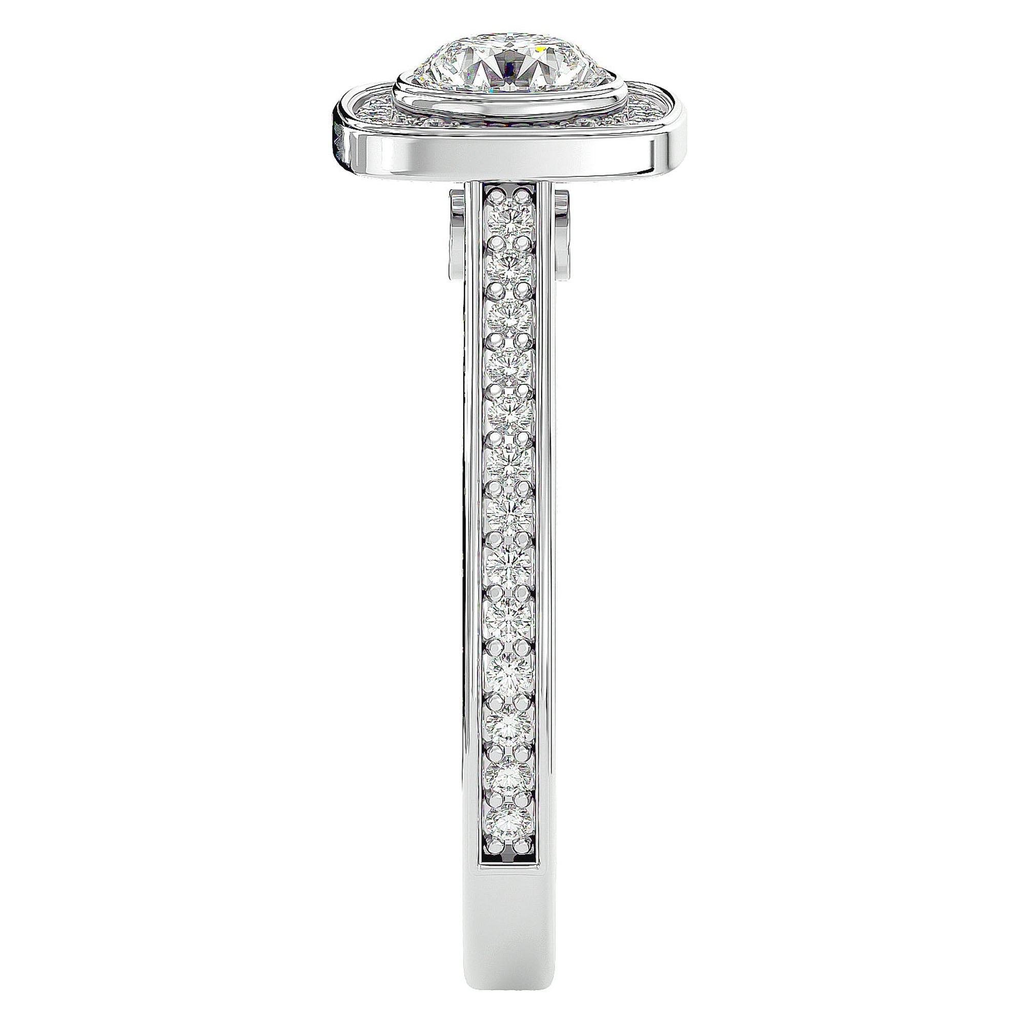 Inel Retro din Aur 14k cu Moissanite Halo Pavé de 0.95 ct din 14k Aur Alb - Castelo.ro