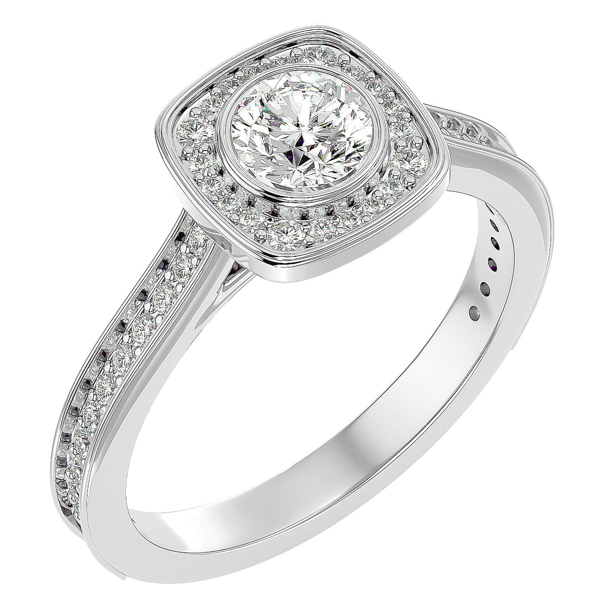 Inel Retro cu Diamante Naturale Halo Pavé de 0.95 ct din Platina - Castelo.ro
