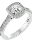 Inel Retro cu Diamante Naturale Halo Pavé de 0.95 ct din Platina - Castelo.ro