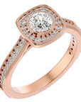 Inel Retro din Aur 14k cu Diamante Create în Laborator Halo Pavé de 0.95 ct din 14k Aur Roz - Castelo.ro
