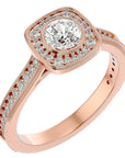 Inel Retro cu Diamante Create în Laborator Halo Pavé de 0.95 ct din 18k Aur Roz - Castelo.ro