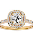Inel De Logodnă din Aur 14k Cu Moissanite Tăietură Rotundă In Halo 0.90 ct din 14k Aur Galben - Castelo.ro