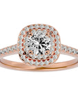 Inel De Logodnă din Aur 14k Cu Moissanite Tăietură Rotundă In Halo 0.90 ct din 14k Aur Roz - Castelo.ro