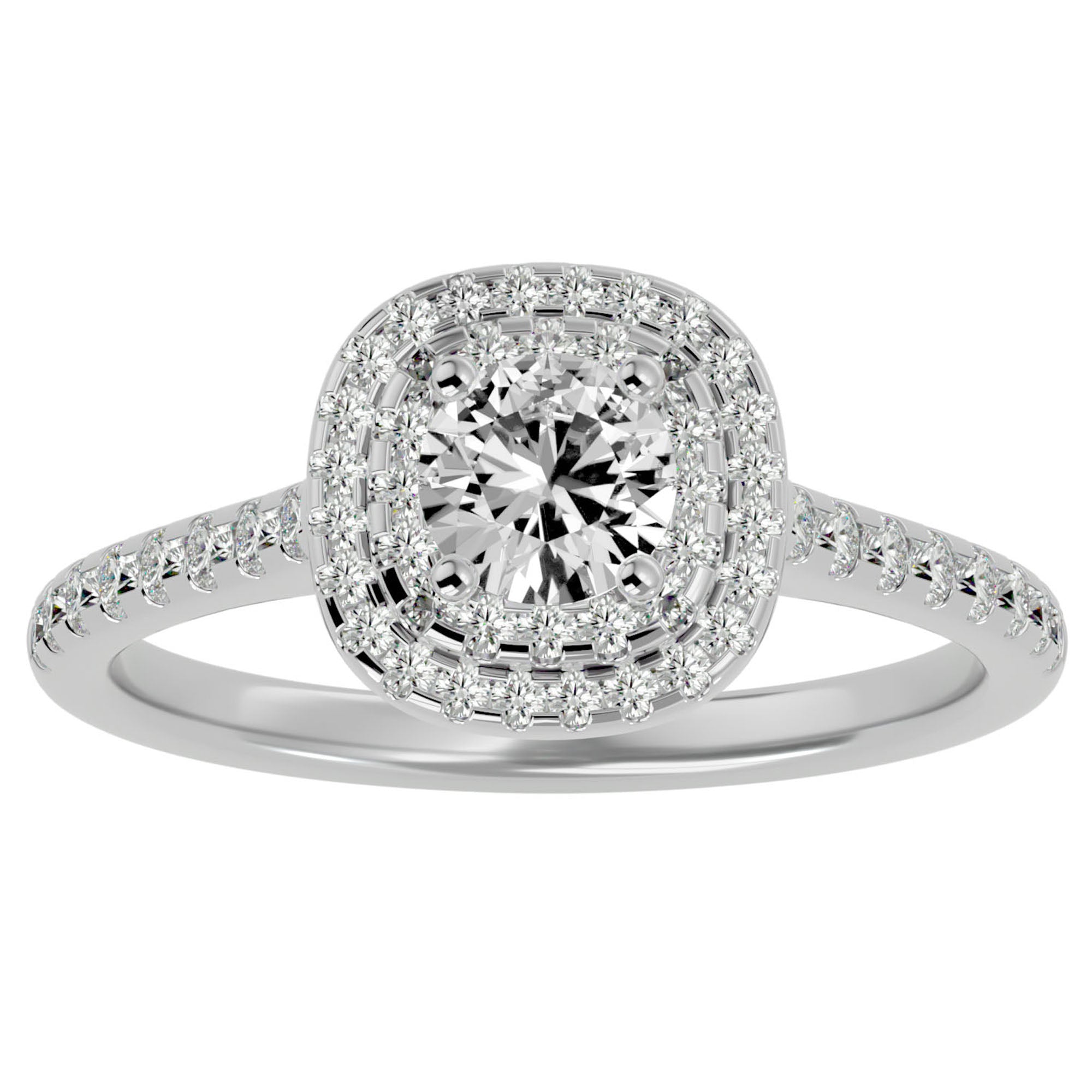 Inel De Logodnă din Aur 14k Cu Diamante Create în Laborator Tăietură Rotundă In Halo 0.90 ct din 14k Aur Alb - Castelo.ro