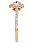 Inel De Logodnă din Aur 14k Cu Moissanite Tăietură Rotundă In Halo 0.90 ct din 14k Aur Galben - Castelo.ro