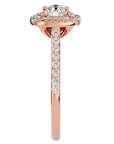Inel De Logodnă din Aur 14k Cu Moissanite Tăietură Rotundă In Halo 0.90 ct din 14k Aur Roz - Castelo.ro
