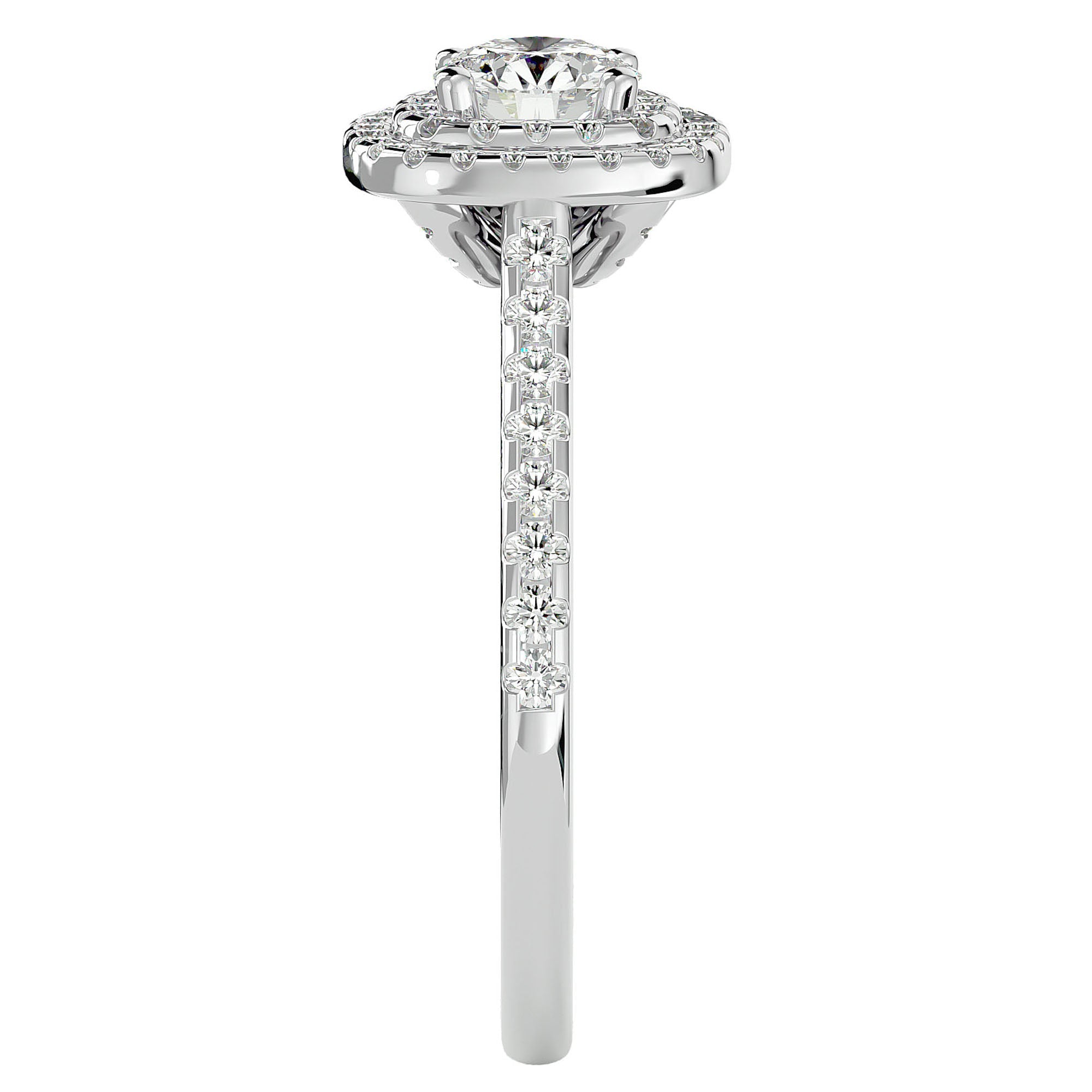 Inel De Logodnă Cu Moissanite Tăietură Rotundă In Halo 0.90 ct din Platina - Castelo.ro