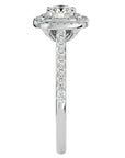 Inel De Logodnă Cu Moissanite Tăietură Rotundă In Halo 0.90 ct din Platina - Castelo.ro