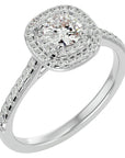 Inel De Logodnă Cu Moissanite Tăietură Rotundă In Halo 0.90 ct din Platina - Castelo.ro