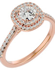Inel De Logodnă din Aur 14k Cu Moissanite Tăietură Rotundă In Halo 0.90 ct din 14k Aur Roz - Castelo.ro