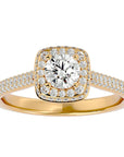 Inel de Logodnă Celestial cu Diamante Create în Laborator Halo Pavé de 1.05 ct din 18k Aur Galben - Castelo.ro