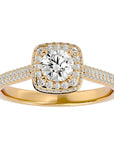 Inel de Logodnă Celestial cu Diamante Create în Laborator Halo Pavé de 1.05 ct din 18k Aur Galben - Castelo.ro