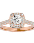 Inel de Logodnă Celestial cu Diamante Create în Laborator Halo Pavé de 1.05 ct din 18k Aur Roz - Castelo.ro