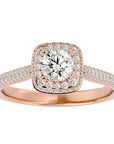 Inel de Logodnă Celestial cu Diamante Create în Laborator Halo Pavé de 1.05 ct din 18k Aur Roz - Castelo.ro