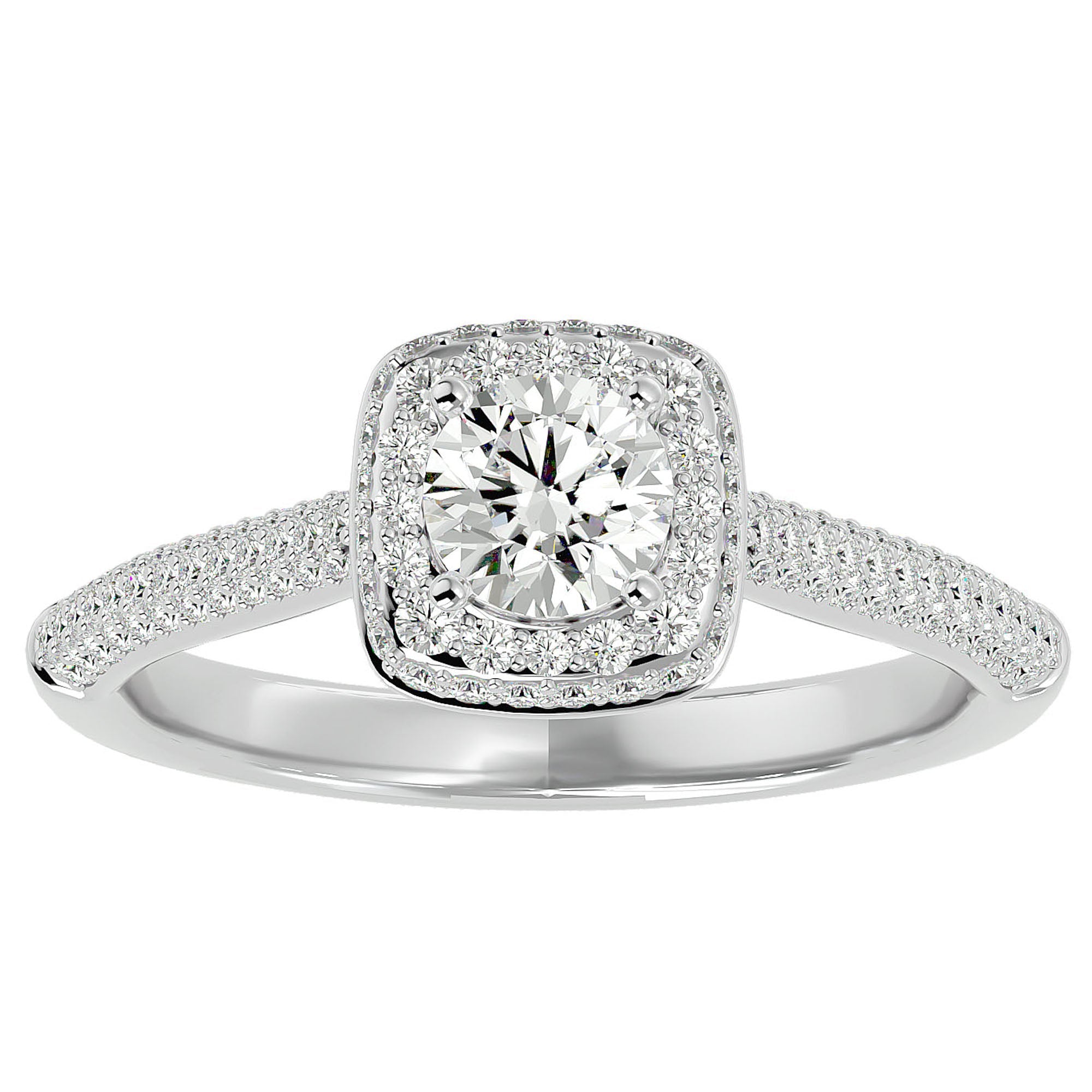 Inel de Logodnă Celestial cu Moissanite Halo Pavé de 1.05 ct din Platina - Castelo.ro