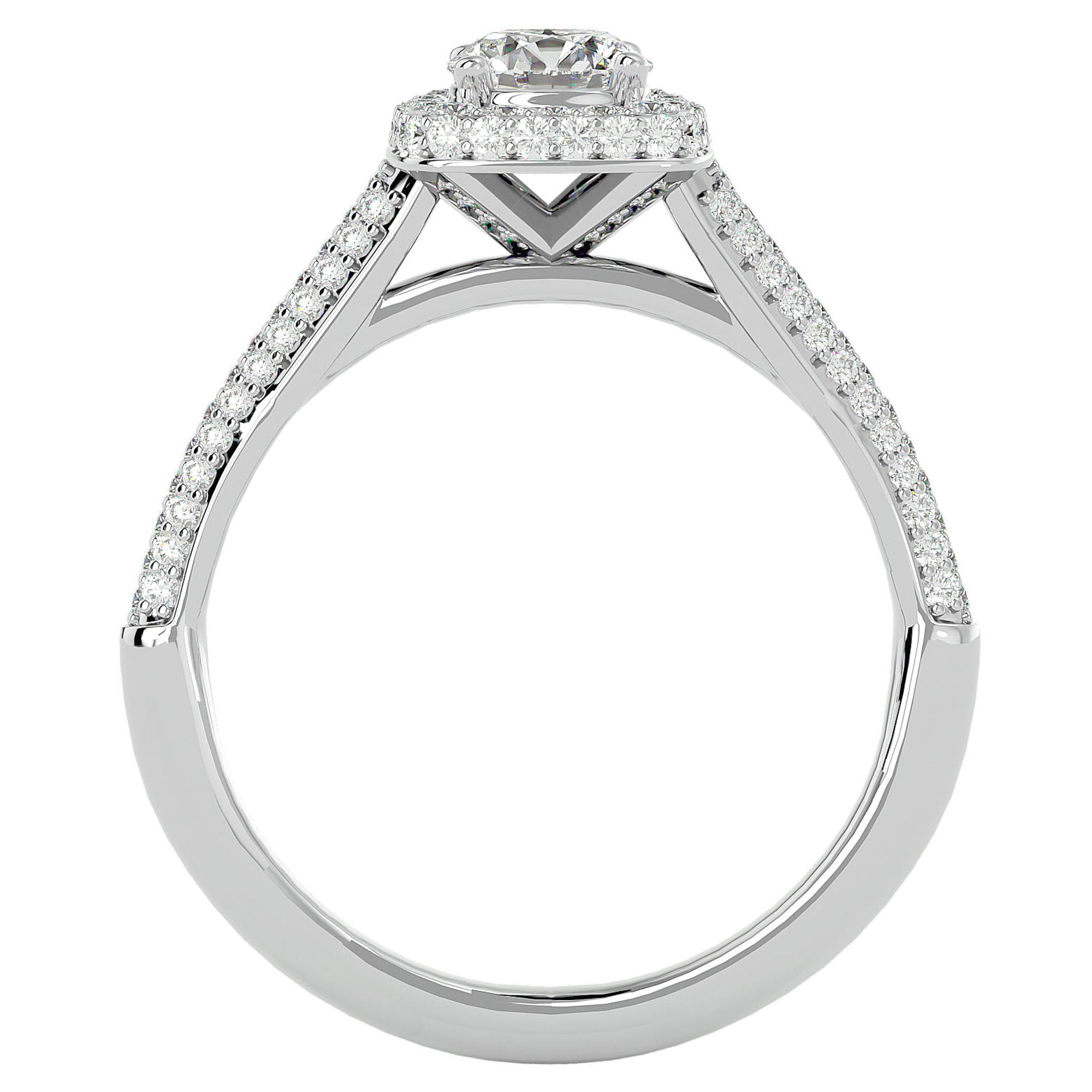 Inel de Logodnă Celestial cu Diamante Create în Laborator Halo Pavé de 1.05 ct din Platina - Castelo.ro