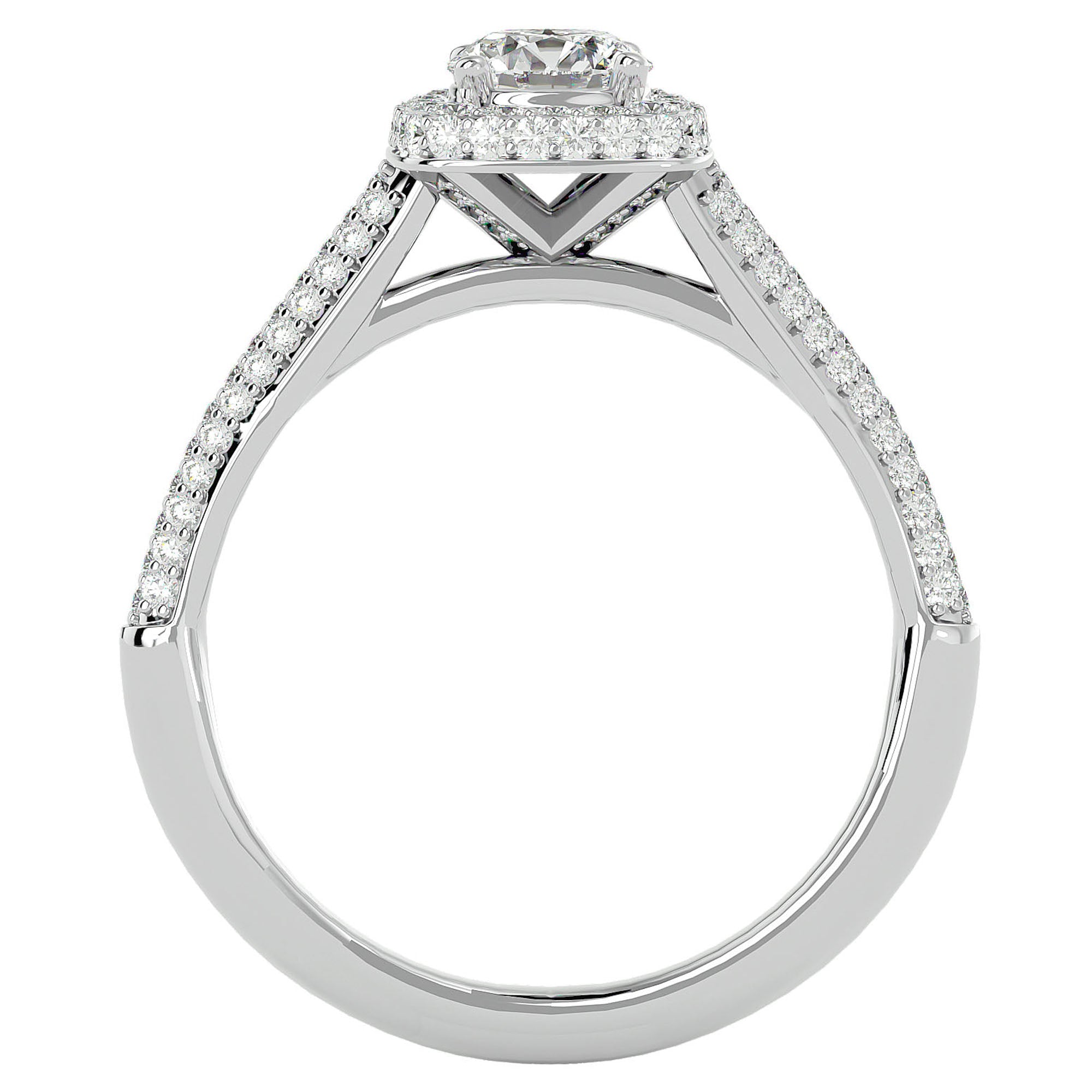 Inel de Logodnă Celestial cu Moissanite Halo Pavé de 1.05 ct din Platina - Castelo.ro