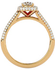 Inel de Logodnă Celestial cu Diamante Create în Laborator Halo Pavé de 1.05 ct din 18k Aur Galben - Castelo.ro