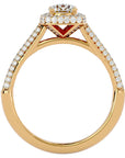 Inel de Logodnă Celestial cu Diamante Create în Laborator Halo Pavé de 1.05 ct din 18k Aur Galben - Castelo.ro