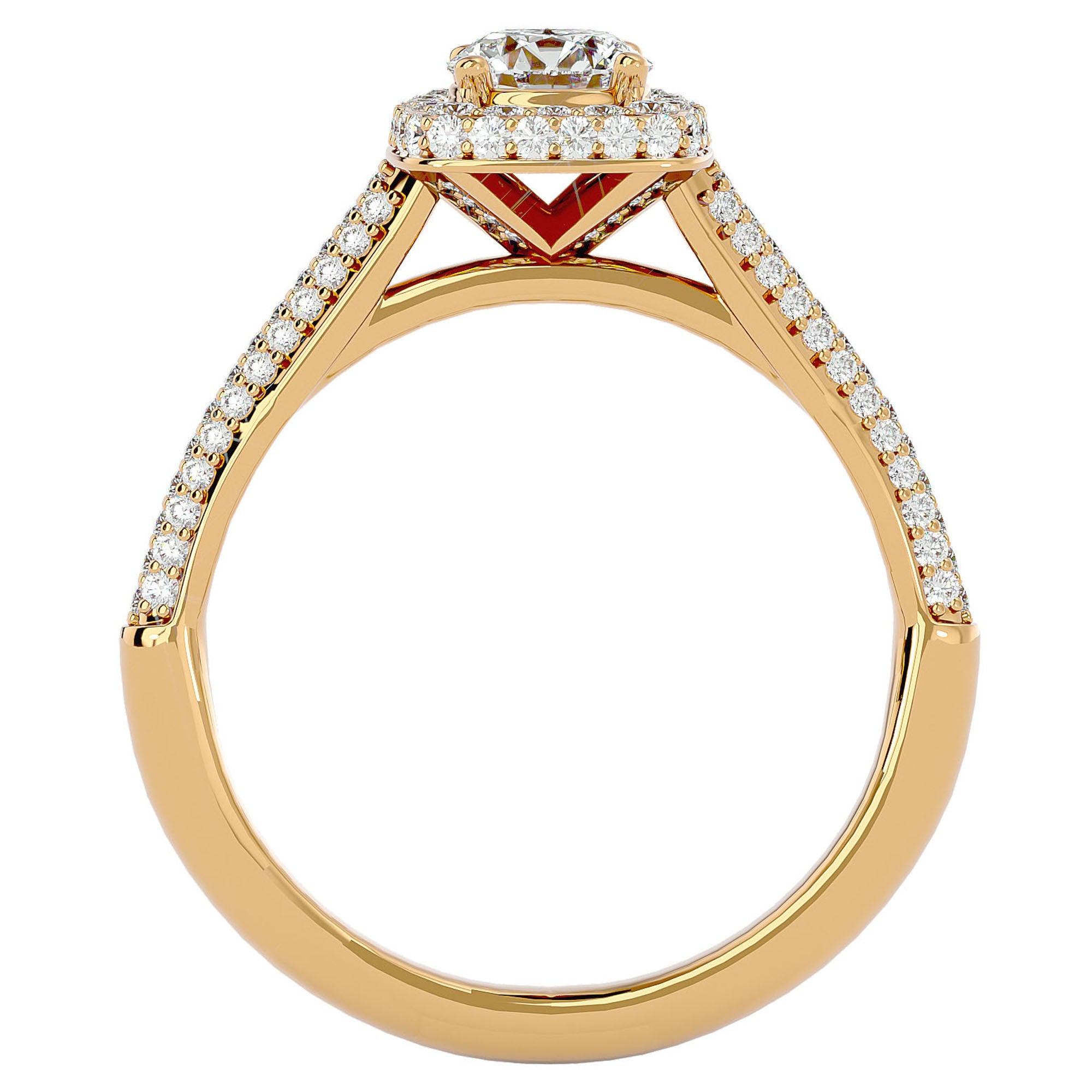Inel de Logodnă Celestial din Aur 14k cu Moissanite Halo Pavé de 1.05 ct din 14k Aur Galben - Castelo.ro