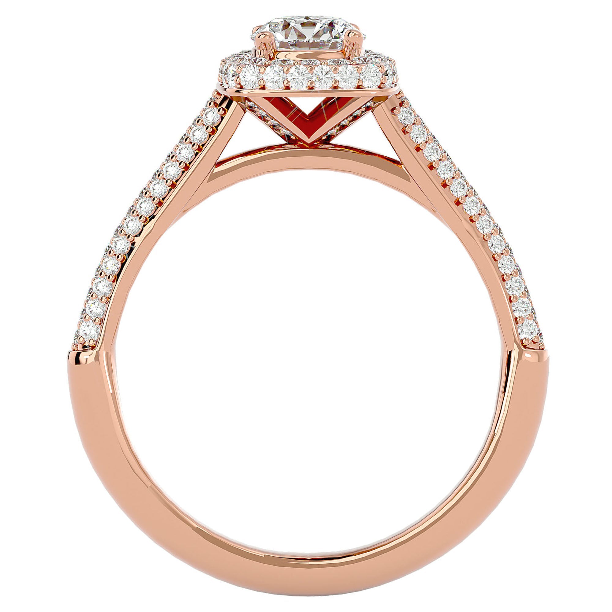 Inel de Logodnă Celestial din Aur 14k cu Moissanite Halo Pavé de 1.05 ct din 14k Aur Roz - Castelo.ro