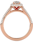 Inel de Logodnă Celestial cu Diamante Create în Laborator Halo Pavé de 1.05 ct din 18k Aur Roz - Castelo.ro