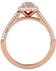 Inel de Logodnă Celestial din Aur 14k cu Diamante Create în Laborator Halo Pavé de 1.05 ct din 14k Aur Roz - Castelo.ro