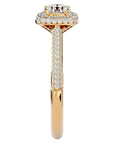Inel de Logodnă Celestial cu Diamante Create în Laborator Halo Pavé de 1.05 ct din 18k Aur Galben - Castelo.ro