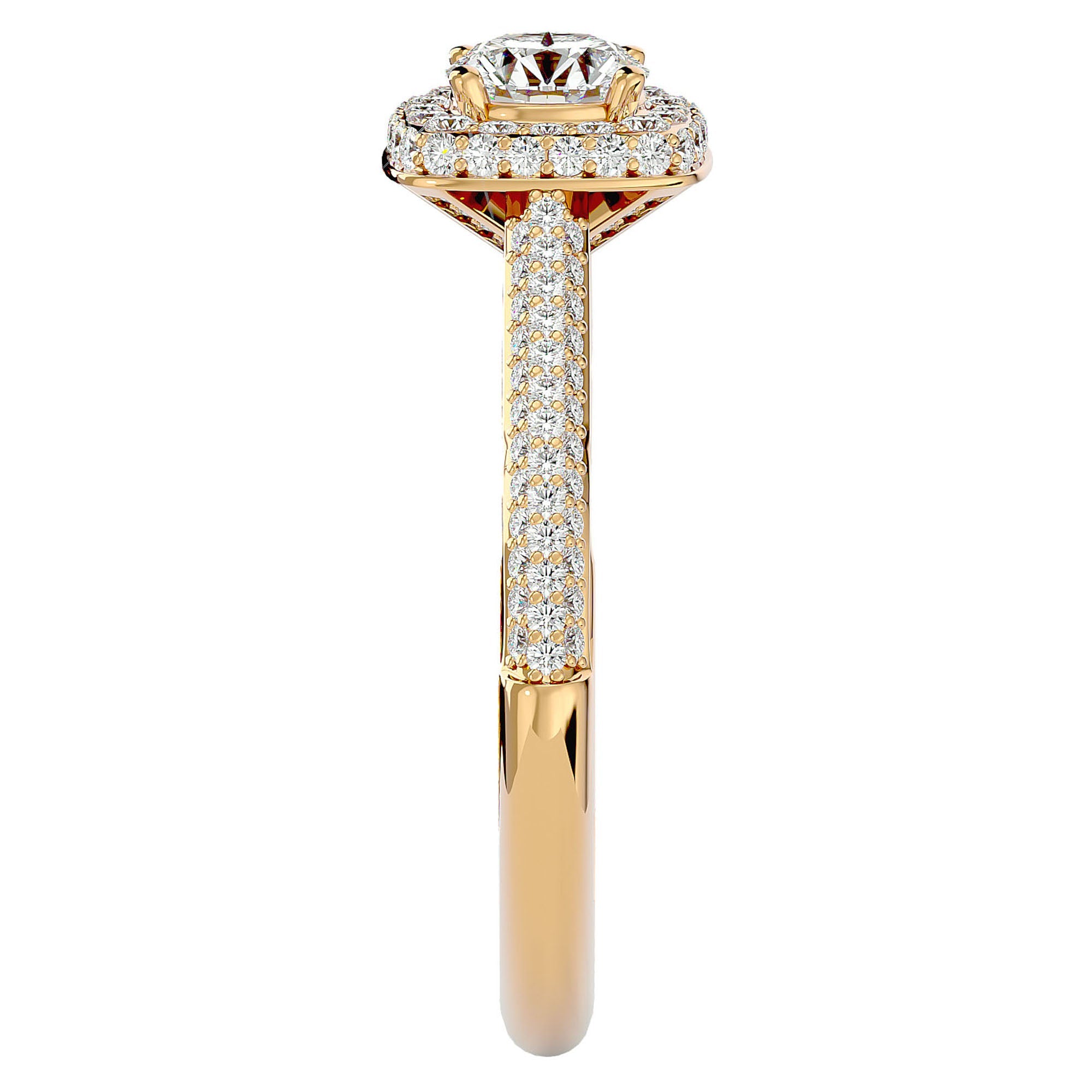 Inel de Logodnă Celestial din Aur 14k cu Moissanite Halo Pavé de 1.05 ct din 14k Aur Galben - Castelo.ro