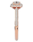 Inel de Logodnă Celestial cu Diamante Create în Laborator Halo Pavé de 1.05 ct din 18k Aur Roz - Castelo.ro