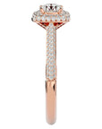 Inel de Logodnă Celestial cu Diamante Create în Laborator Halo Pavé de 1.05 ct din 18k Aur Roz - Castelo.ro