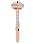 Inel de Logodnă Celestial din Aur 14k cu Moissanite Halo Pavé de 1.05 ct din 14k Aur Roz - Castelo.ro