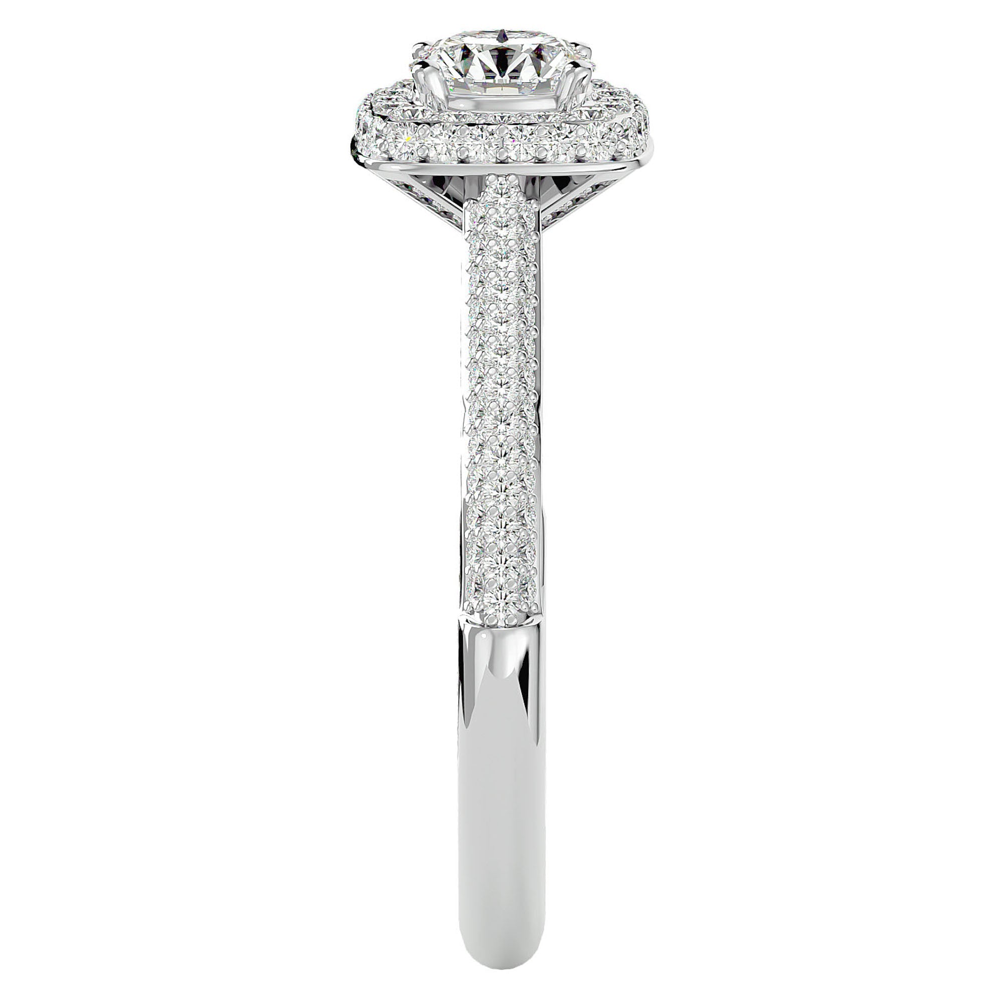 Inel de Logodnă Celestial cu Diamante Naturale Halo Pavé de 1.05 ct din Platina - Castelo.ro