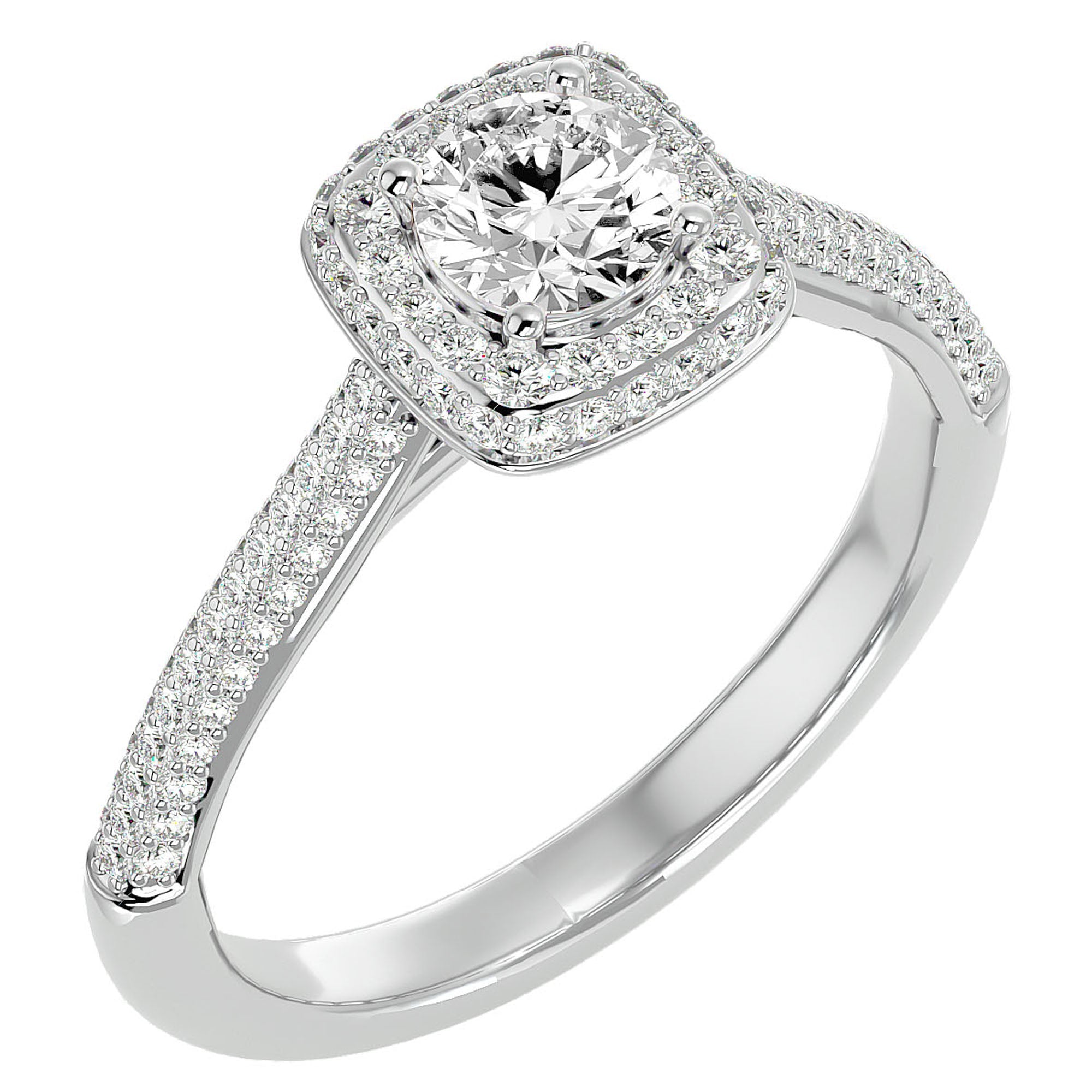 Inel de Logodnă Celestial din Aur 14k cu Diamante Create în Laborator Halo Pavé de 1.05 ct din 14k Aur Alb - Castelo.ro