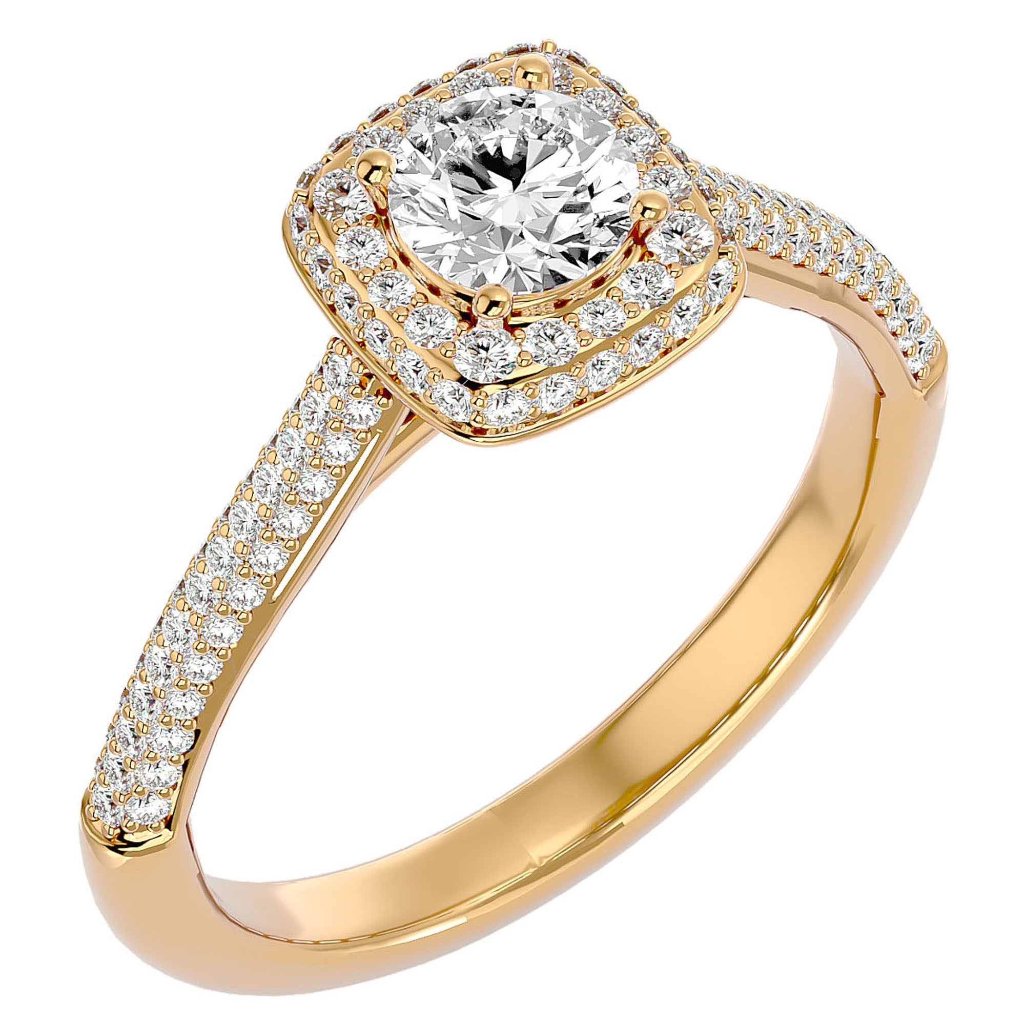 Inel de Logodnă Celestial din Aur 14k cu Moissanite Halo Pavé de 1.05 ct din 14k Aur Galben - Castelo.ro
