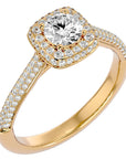 Inel de Logodnă Celestial cu Diamante Create în Laborator Halo Pavé de 1.05 ct din 18k Aur Galben - Castelo.ro