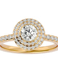 Inel de Logodnă Morgana din Aur 14k cu Diamante Create în Laborator Halo Pavé de 0.96 ct din 14k Aur Galben - Castelo.ro